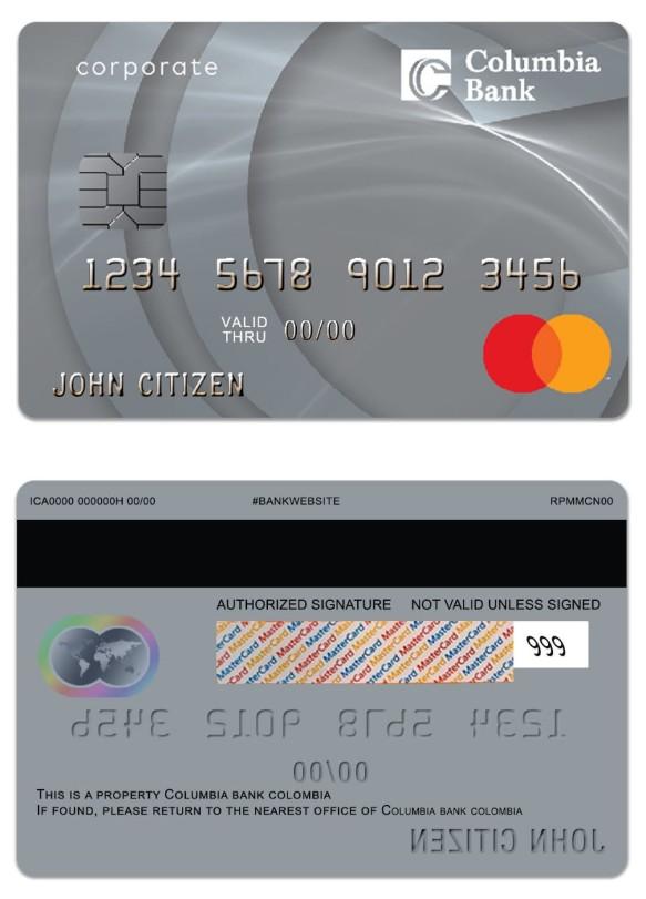 Colombia Columbia Bank Mastercard comercial credit card